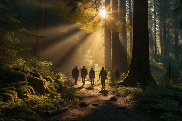 De zon schijnt door de bomen