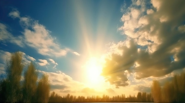 De zon schijnt door de wolken