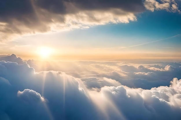 De zon schijnt door de wolken.