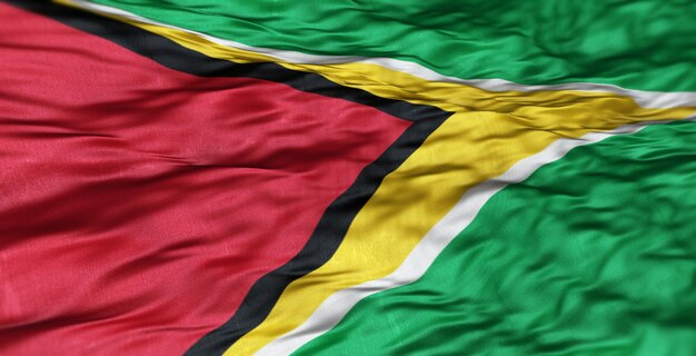 De Zuid-Amerikaanse vlag van het land Guyana is golvend