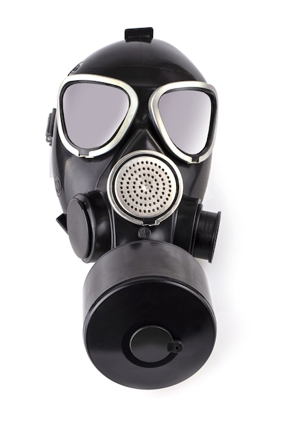 De zwarte gasmasker isolatade op witte achtergrond