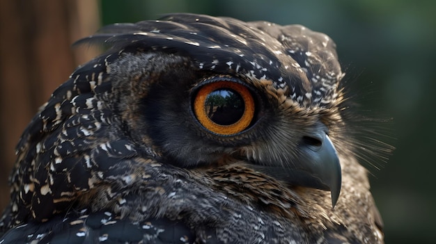 De zwarte kop van een uil groeit op het lichaam van een muis en de handen zijn kippenpoten