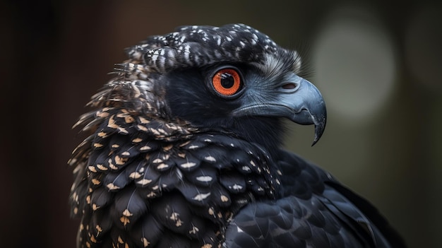 De zwarte kop van een uil groeit op het lichaam van een muis en de handen zijn kippenpoten