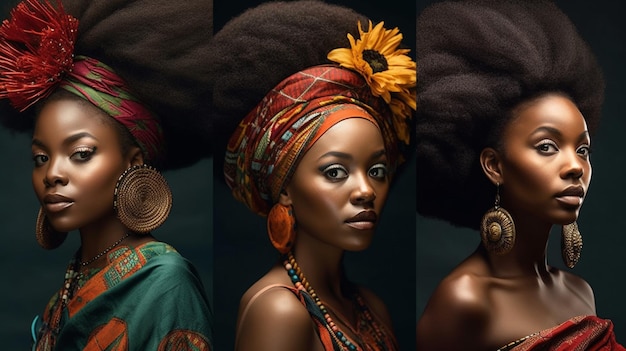 De zwarte vrouw met de zon op haar haar
