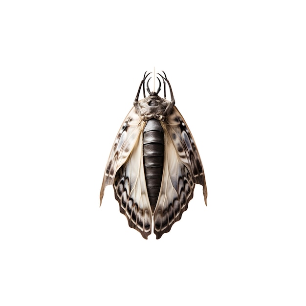 A dead butterfly of silkworm on white background