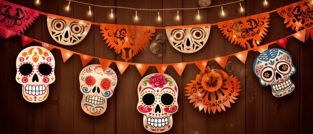 Dead day party sugar skull or halloween holiday ai generated
