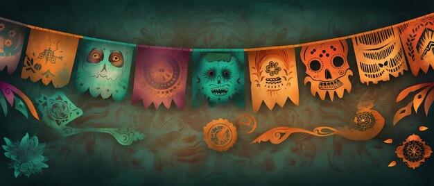 Dead day party sugar skull or halloween holiday Ai Generated