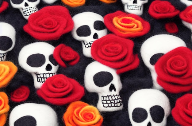 Dead day party sugar skull or halloween holiday Traditional mexican holiday