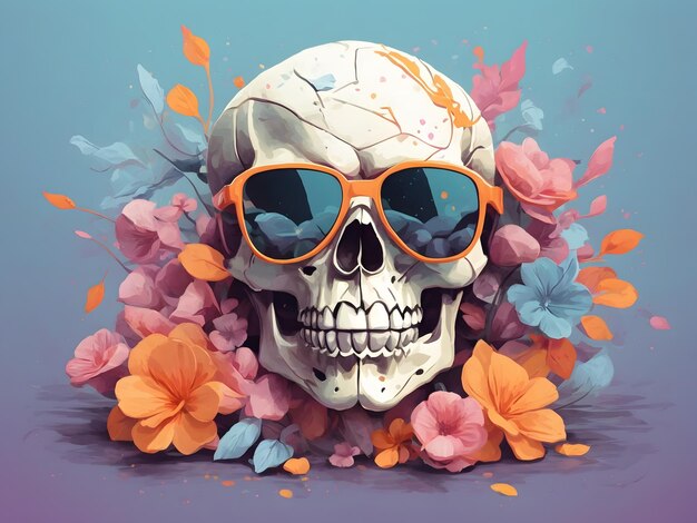 Photo a dead skull wearing trendy sunglasses