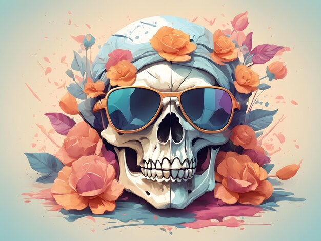 A dead skull wearing trendy sunglasses