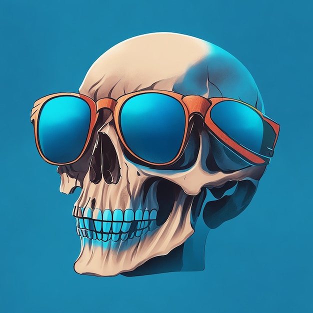 Photo a dead skull with trendy sunglasses