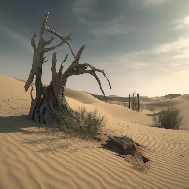 Foto albero morto nel deserto