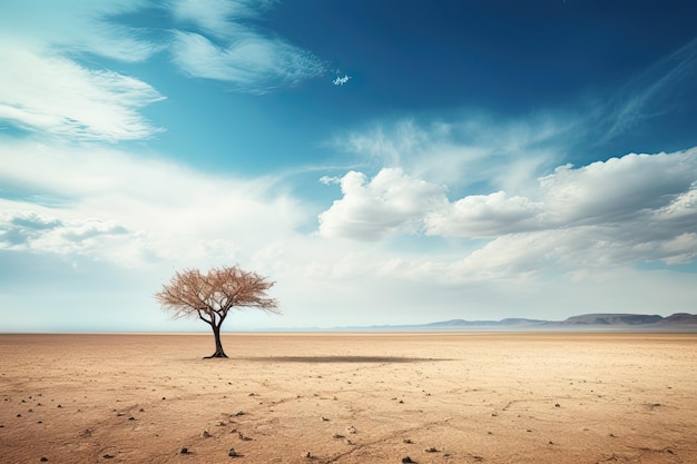 Dead tree in the middle of dry land Namibia Africa AI Generated