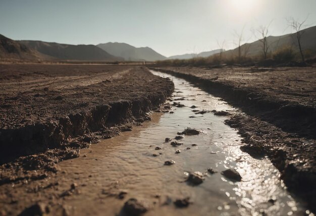 乾燥した割れた地球のメタファー 干ばつ 水の危機と世界気候変動