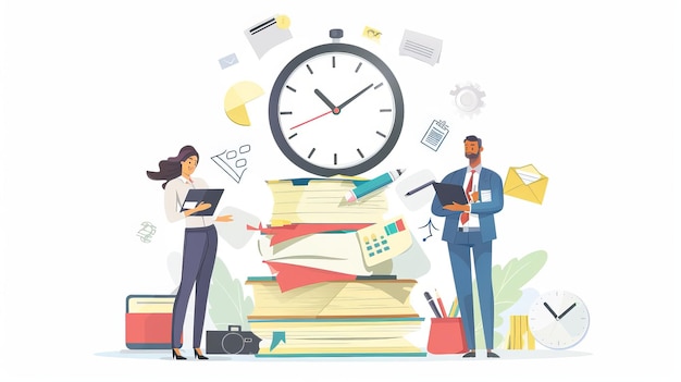 Deadline Werkproductiviteit Tijdbeheer in bedrijfsprocessen Concept Bezige zakenman en zakenman