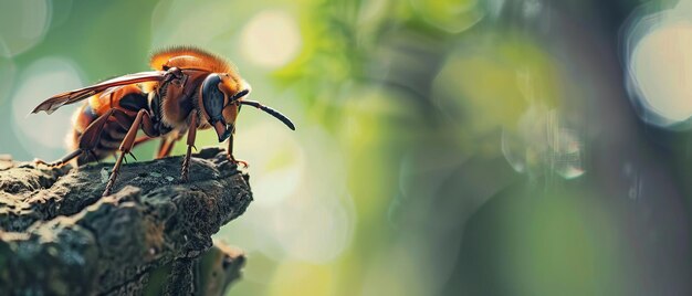 Deadly Asian Hornet Feasting on Sweet Honey