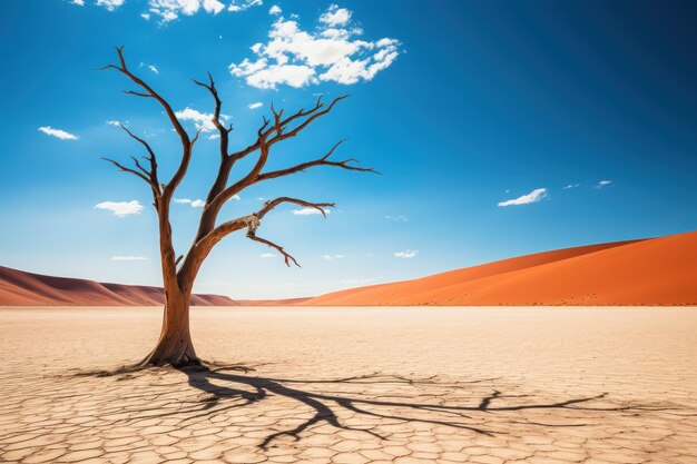 Deadvlei iconic clay lake with remains of centuriesold trees Sossusvlei Namibia Generative AI