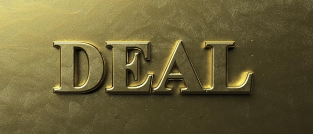 Deal gold color text on luxury golden background 3d illustration