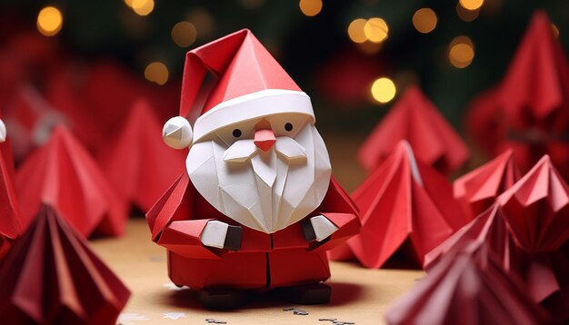 Foto caro babbo natale e origami di natale