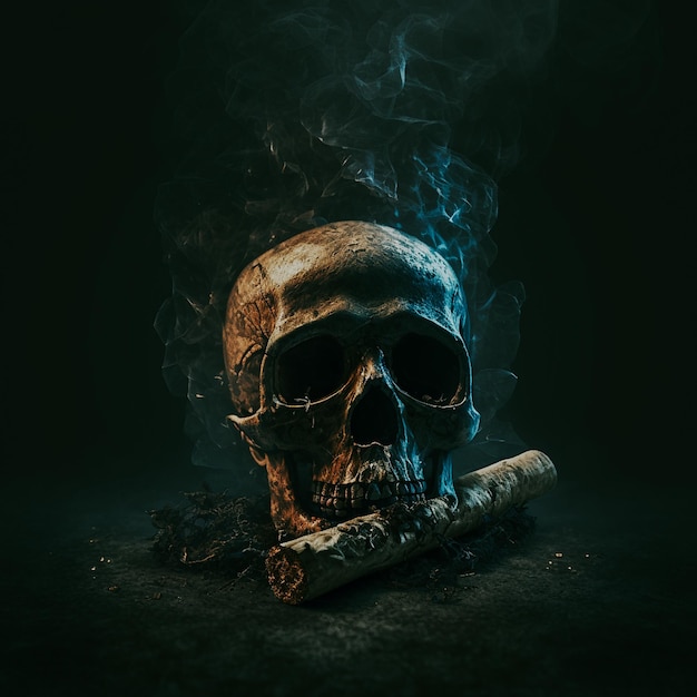 Death cigar with a skull and crossbones on it AI Generated