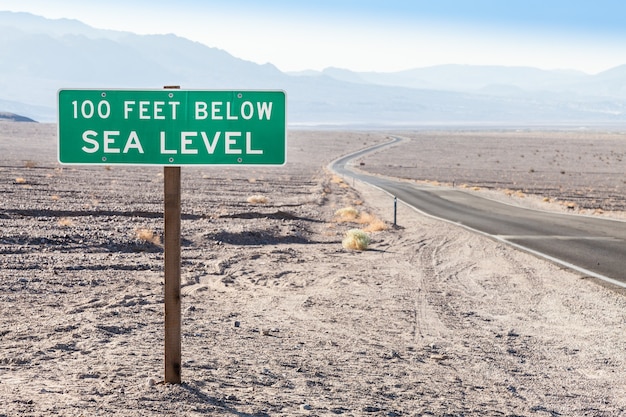 Death Valley, USA. Road sight in the middle of the desert