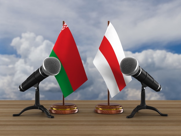 Debate in Belarusian republic on white background. Isolated 3D illustration