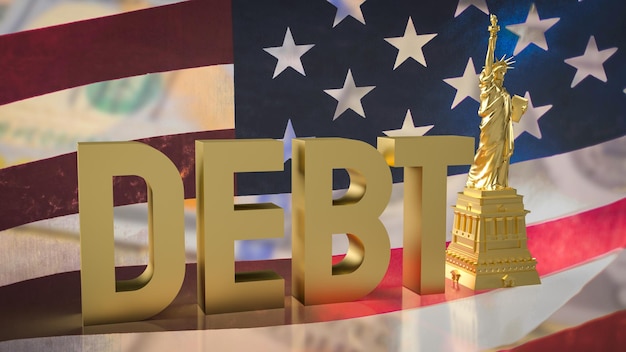 Photo the debt text on usa flag for business concept 3d rendering