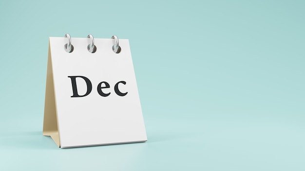 DEC on  paper desk  calendar  3d rendering