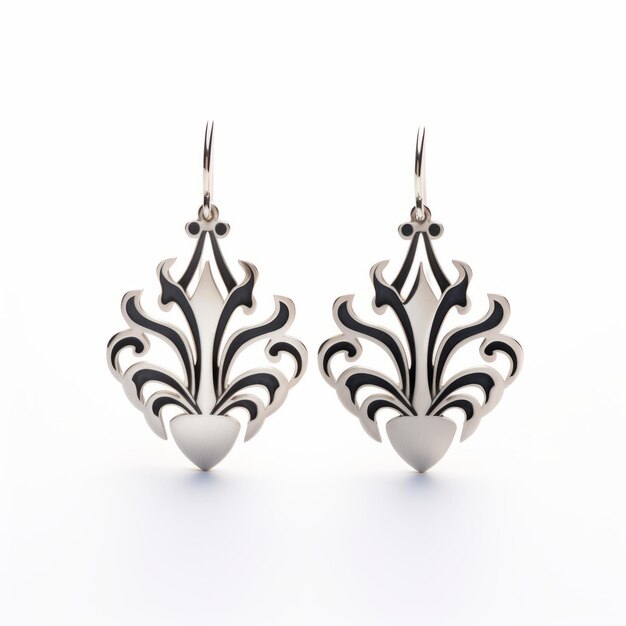 Декадентские серебряные сережки в стиле модерн с замысловатыми цветочными мотивами