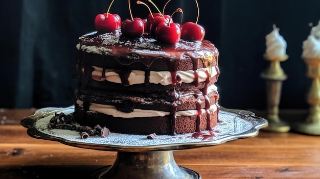 チョコレート愛好家のための退廃的な黒い森のケーキ
