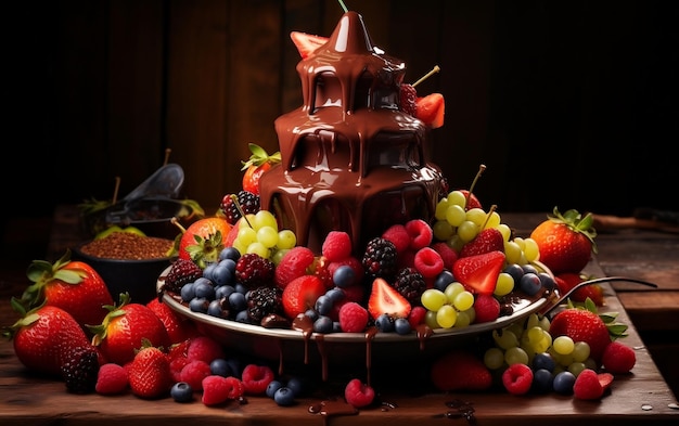 Decadent Chocolate Fountain Delight Generative AI