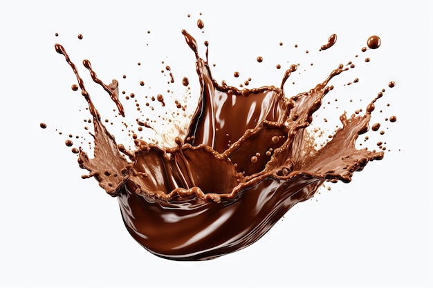 Decadent Chocolate Splash on White Background Generative AI