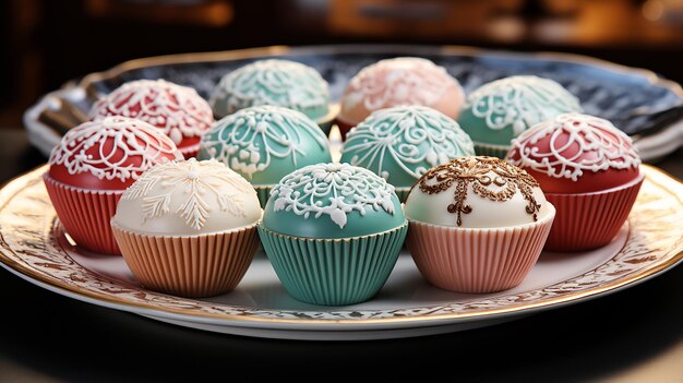 Decadent Delight Plate of Fondant and ButtercreamDecorated Confection