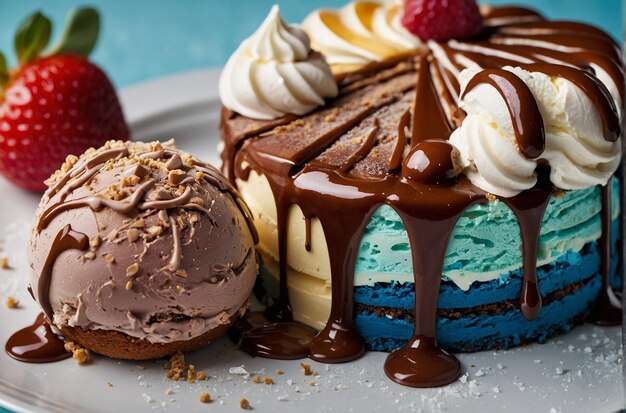 Decadent layers of cake and ice cream