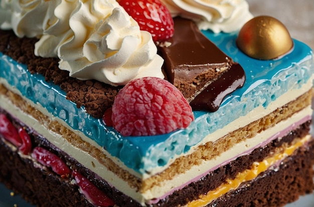 Foto strati decadenti di torte e gelati