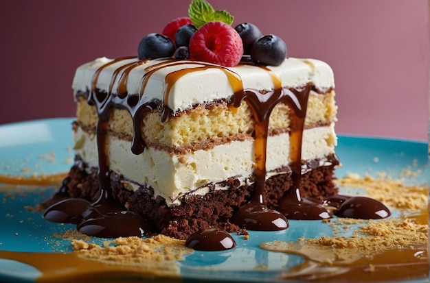 Decadent layers of cake and ice cream