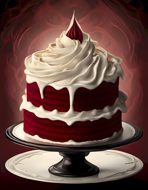 Decadent Red Velvet Cake in Gothic Style Generative AI