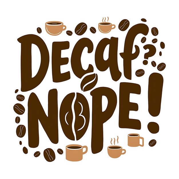 Photo decaf nope tshirt design with cliparts