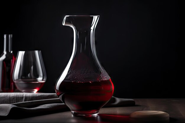 Foto decanter con vino rosso pronto per essere servito