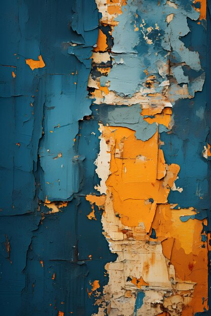 Decay and Rust Corroded Appearance of Rusty Metal Background gold orange blue green and black