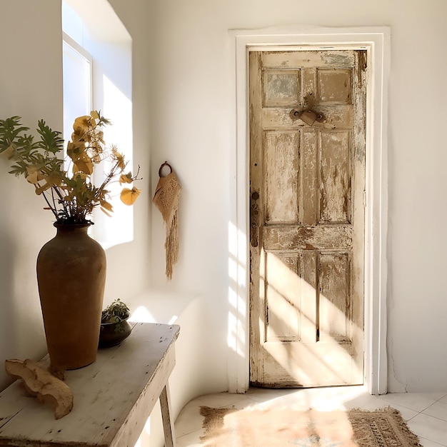 Photo decayed old wooden door