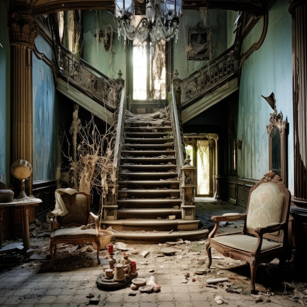 Decaying mansion interior