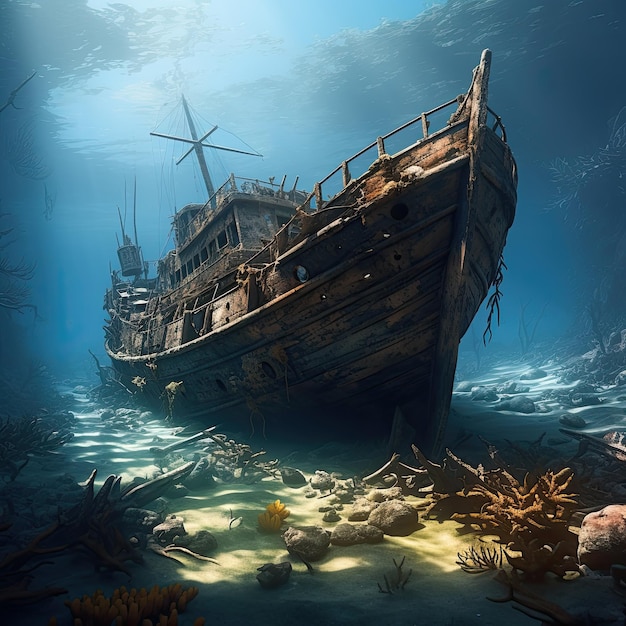 Decaying shipwreck