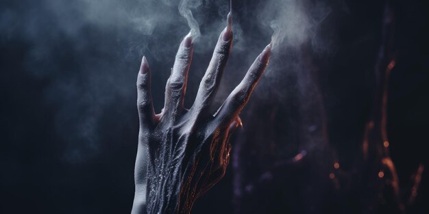 Decaying vampire hand withered by daylight reveals a tale of ancient curses and doom Created with generative AI tools