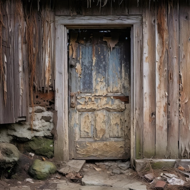 朽ち果てた木製ドア