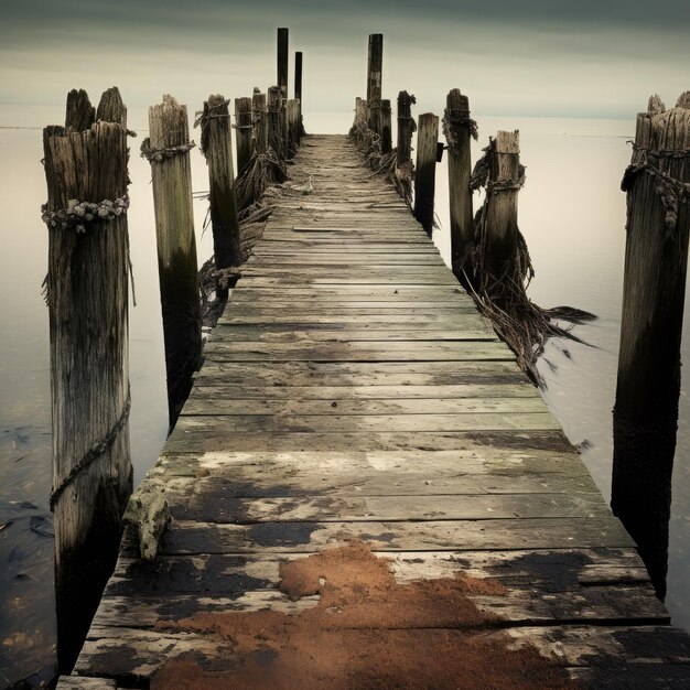 Decaying wooden pier