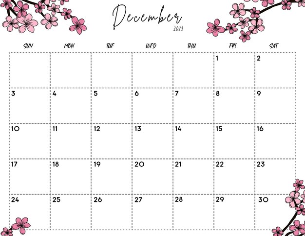 Photo december 2023 watercolor floral calendar