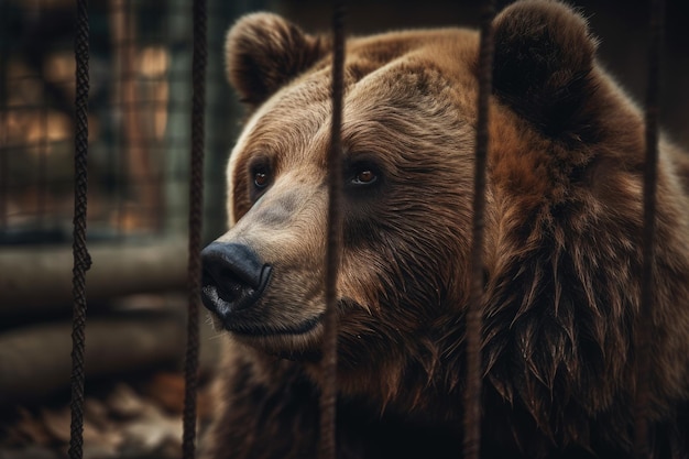 December 29 2015 in Budapest Hungary A brown bear sleeps in a cage