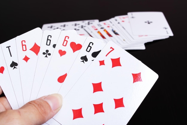 Deck of cards on a wooden table