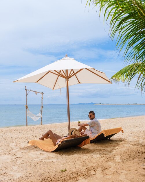 Deck chairs on beach